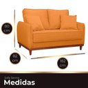 Ver imagem 3 de Kit Sofa Sena 2 e 3 Lugares Base de Madeira para Sala Hotel Linho Terra Cota