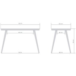 Mesa de Jantar Ou Estudo 1200 Retro Pés Madeira Pleno Móveis - Montana - 2