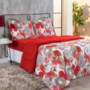 Ver imagem 2 de Edredom Malha 100% Algodão Primavera 1 Peça Queen - Floral Vermelho