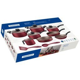 Jogo de Panelas Tramontina Paris em Alumínio Antiaderente Starflon Max Vermelho 10 Peças - 2