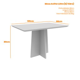 Conjunto Mesa de Jantar 1,20m Anitta Tampo em Mdf com Vidro e 4 Cadeiras Ana Imbuia/preto/ja03 - New - 4