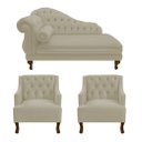 Ver imagem 1 de Divã Larissa 185 cm e 2 Poltronas Genesis Suede Bege - LM DECOR
