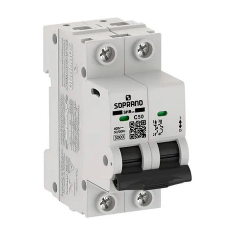 Disjuntor Bipolar Din Curva C 2x 50a 3ka-soprano