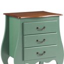 Ver imagem 3 de Cômoda Bombê Grande de Madeira com 3 Gavetas - Verde Kalle com Tampo Imbuia Glazer