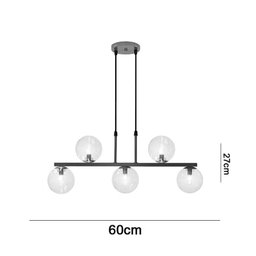 Pendente Jabuti UP Cobre com Globos Âmbar para 5 Lâmpadas G9 de LED - 5