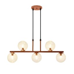 Pendente Jabuti UP Cobre com Globos Âmbar para 5 Lâmpadas G9 de LED - 1