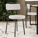 Ver imagem 2 de Kit 08 Cadeiras Decorativas Estofada Para Sala De Jantar Barcelona L02 Bouclê Cru - Lyam Decor