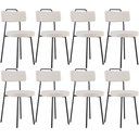 Ver imagem 1 de Kit 08 Cadeiras Decorativas Estofada Para Sala De Jantar Barcelona L02 Bouclê Cru - Lyam Decor