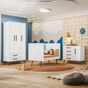 Ver imagem 1 de Quarto Infantil Ternura Retrô Roupeiro Berço e Cômoda Branco