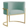 Poltrona Decorativa Sala Estar Recepção Escritório Luana Base Gold Veludo Acqua - Montanaris Decor - 1