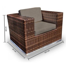 Conjunto de Sofá Fibra Sintética Quadrado - 1 Sofá 2L+ 2 Poltronas + 1 Mesa Centro - Duna Fendi - 3