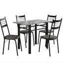 Ver imagem 2 de Conjunto Tubular de Mesa e Cadeiras Palma Preto/Floral Dourado/Ocre