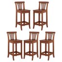 Ver imagem 1 de Kit 5 Banquetas Média Madeira Maciça Valentina 36x90Cm Bancada Cozinha Gourmet Verniz Imbuia - RMI
