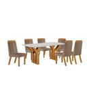 Ver imagem 2 de Conjunto de Jantar Mesa Miami Tampo MDF e Vidro com 6 Cadeiras Florença Estofadas Castanho Cinamomo e Off White Yescasa Marrom/Capuccino