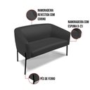 Ver imagem 3 de Sofá Namoradeira e 2 Poltronas Pé de Ferro Preto Stella Corino D03 - D'Rossi Cor Preto