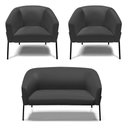 Ver imagem 1 de Sofá Namoradeira e 2 Poltronas Pé de Ferro Preto Stella Corino D03 - D'Rossi Cor Preto