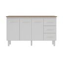 Ver imagem 1 de Kit Balcão Gabinete 138cm Carina Branco com Tampo 140cm Savana