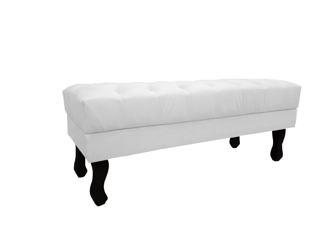 Recamier Baú Luis Xv Capitonê Retrô 100 cm Couro Branco Mz Decor - 3