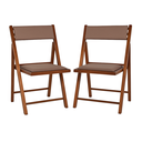 Ver imagem 1 de Kit com 2 Cadeiras Dobráveis em Madeira Castanho com Assento e Encosto Estofados – Preebel Courino B