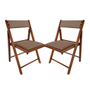 Ver imagem 4 de Kit com 2 Cadeiras Dobráveis em Madeira Castanho com Assento e Encosto Estofados – Preebel Courino B
