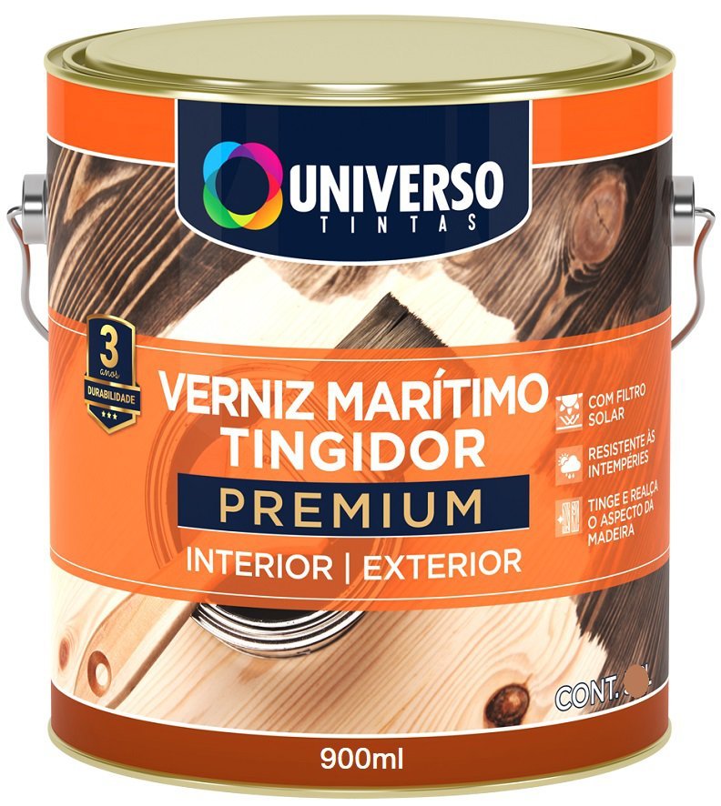 Verniz Maritimo Tingidor Mogno Brilhante 900ML Universo