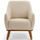 Ver imagem 3 de Kit 02 Poltronas Decorativas Base Fixa de Madeira Paloma D02 Algodão Bege C-129 - Lyam Decor
