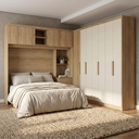 Ver imagem 1 de Guarda Roupa Casal Modulado de Canto 6 Portas com Cabeceira Milan Capuccino/Off White Marrom