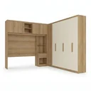 Ver imagem 2 de Guarda Roupa Casal Modulado de Canto 6 Portas com Cabeceira Milan Capuccino/Off White Marrom
