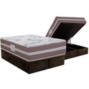 Ver imagem 1 de Conjunto Box Baú Queen: Colchão Espuma Herval D33 Long Live + Base Crc Suede Brown (158x198)