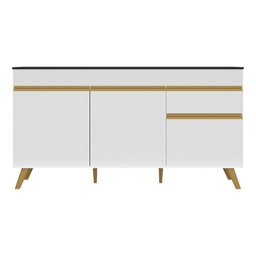 Balcão Cozinha Gabinete Pia 150 Cm 3 Portas 1 Gaveta Veneza Gw Multimóveis Mp2072 Branco - 2