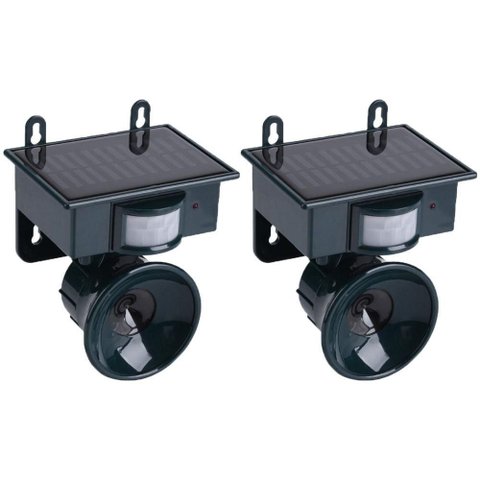 Repelente Solar Ultrassonico Jardim Kit 2 Uni Afasta Pombo Aves Praga Rato Detecta Movimento Presen