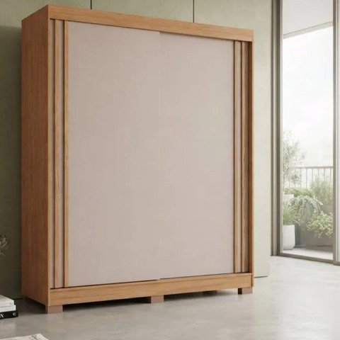 Guarda-Roupa 2 Portas de Correr 2 Gavetas Rudá Branco/Cedro/Duna