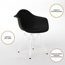 Ver imagem 4 de Mesa Jantar Redonda 90cm Branca Clips 3 Pés com 4 Poltronas Eiffel Eames Daw Pretas Ferro Branco