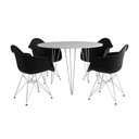 Ver imagem 2 de Mesa Jantar Redonda 90cm Branca Clips 3 Pés com 4 Poltronas Eiffel Eames Daw Pretas Ferro Branco