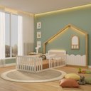 Ver imagem 1 de Cama Montessoriana Solteiro Giulia Rattan com Moldura LED New Garden Casatema MadeiraOriginals Branco/Marrom