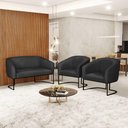 Ver imagem 7 de Sofá Namoradeira e 2 Poltronas Base Industrial Preto Stella Corino D03 - D'Rossi Cor Preto