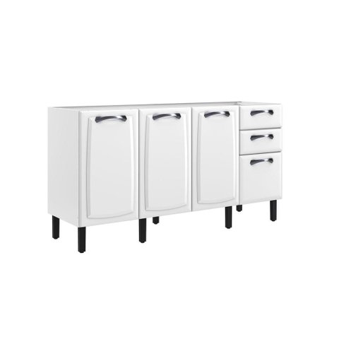 Balcão de Cozinha Itatiaia New Premium 4 Portas 2 Gavetas sem Tampo Branco