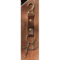 Chaveiro Proteção em Couro Crucifixo e Nossa Senhora Aparecida Aramon F1-ct14-151-8 - 3
