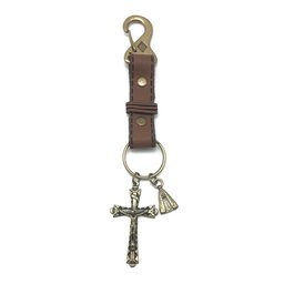 Chaveiro Proteção em Couro Crucifixo e Nossa Senhora Aparecida Aramon F1-ct14-151-8 - 4