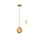 Ver imagem 1 de Pendente Dourado P/ Bancada Cozinha Cabeceira De Cama + Led Arevo Iluminação Jabuticaba VIDRO ÂMBAR
