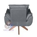 Ver imagem 4 de Poltrona/cadeira Decorativa Glamour Opala com Base Giratória 30cm em Madeira Cinza