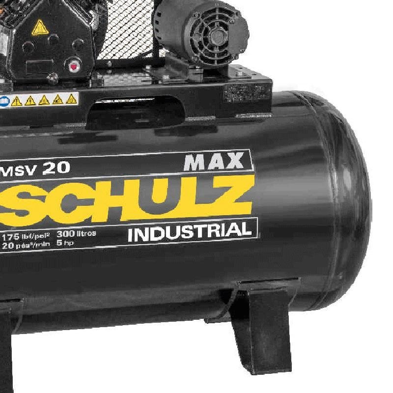 Compressor 20 Pés 5HP 300 Litros MAX Trifásico 2 Pistões 175 Libras SCHULZ - 4