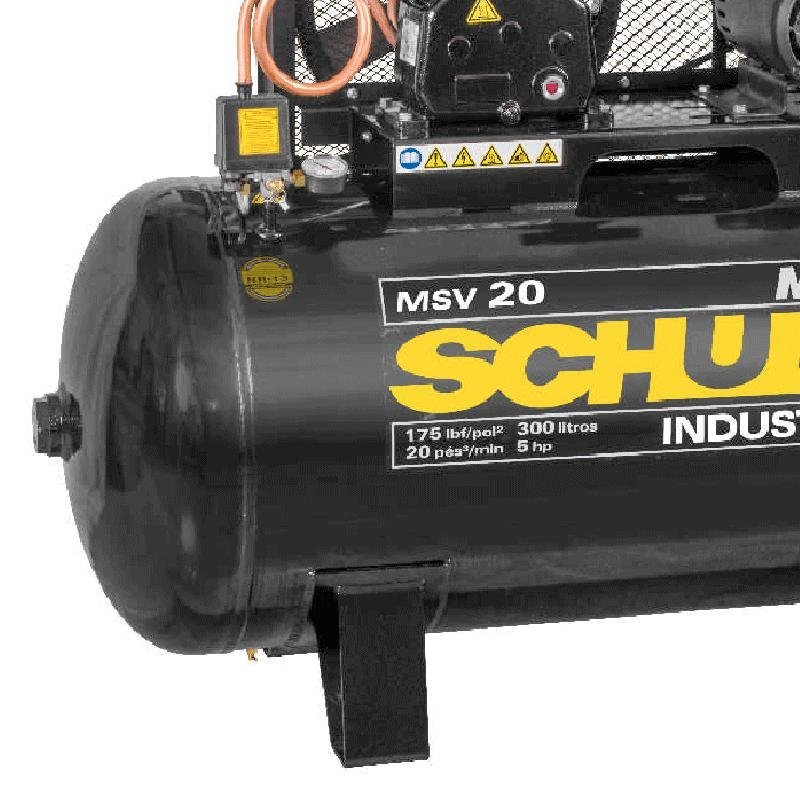 Compressor 20 Pés 5HP 300 Litros MAX Trifásico 2 Pistões 175 Libras SCHULZ - 3