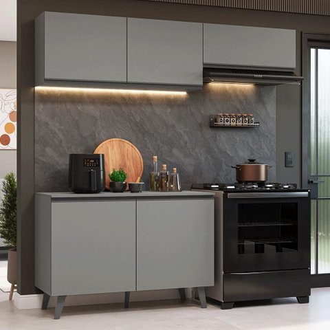 Armário de Cozinha Compacta 200cm Cinza Nice Madesa 01 Cinza