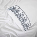 Ver imagem 2 de Lençol de Casal Bordado Ingles Toque de Seda 4 Peças - Branco/marinho