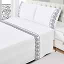 Ver imagem 1 de Lençol de Casal Bordado Ingles Toque de Seda 4 Peças - Branco/marinho