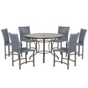 Ver imagem 1 de Mesa Ascoli 120 Cm com 6 Cadeiras Cannes de Alumínio, Pintura Marrom e Trama Tela de Corda Náutica