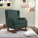 Ver imagem 2 de Kit 02 Poltronas De Amamentação Com Balanço Malu Base De Madeira P02 Linho Verde Musgo - Lyam