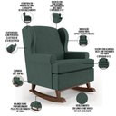 Ver imagem 4 de Kit 02 Poltronas De Amamentação Com Balanço Malu Base De Madeira P02 Linho Verde Musgo - Lyam