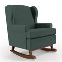 Ver imagem 3 de Kit 02 Poltronas De Amamentação Com Balanço Malu Base De Madeira P02 Linho Verde Musgo - Lyam